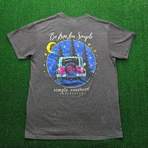 Simply Southern Tshirt Mens Medium Gray Short Sleeve Be Free Live Simply Graphic